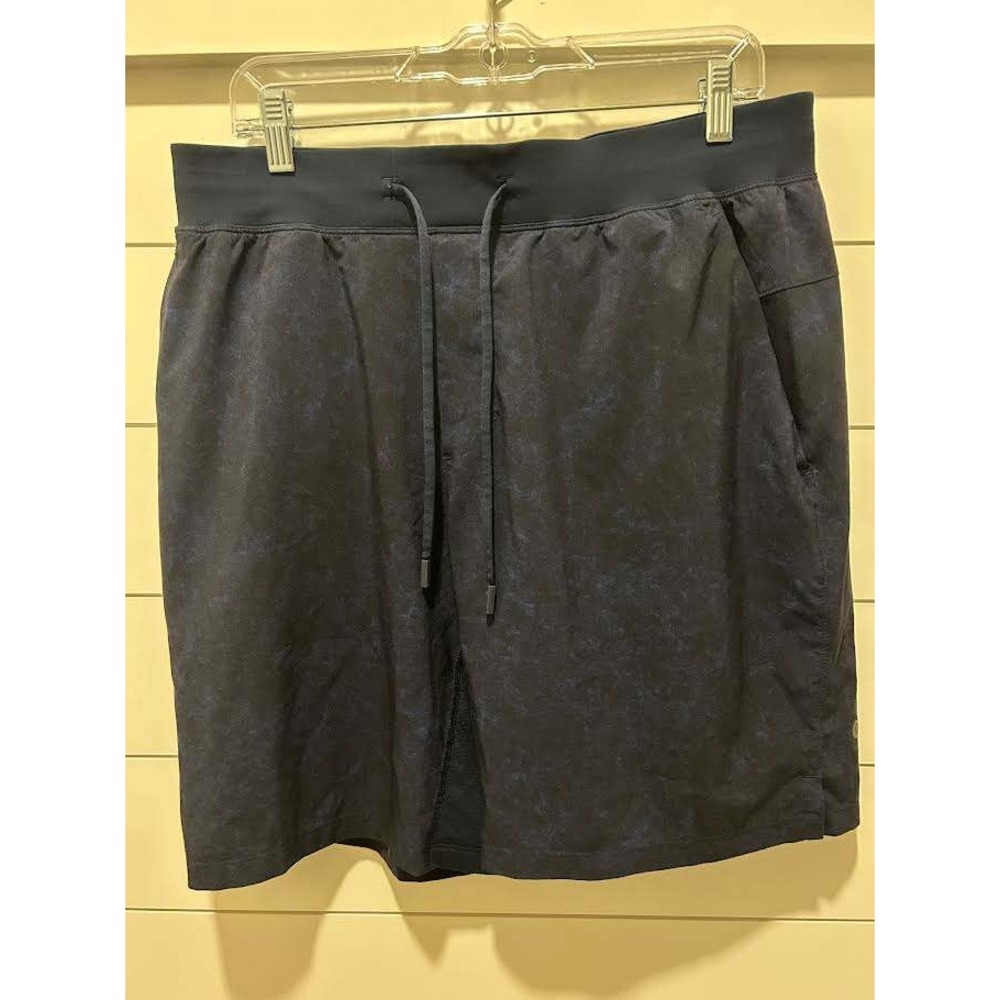 Lululemon Pace Breaker Shorts XL Blue Black Marble Print 7 Inch Inseam Running